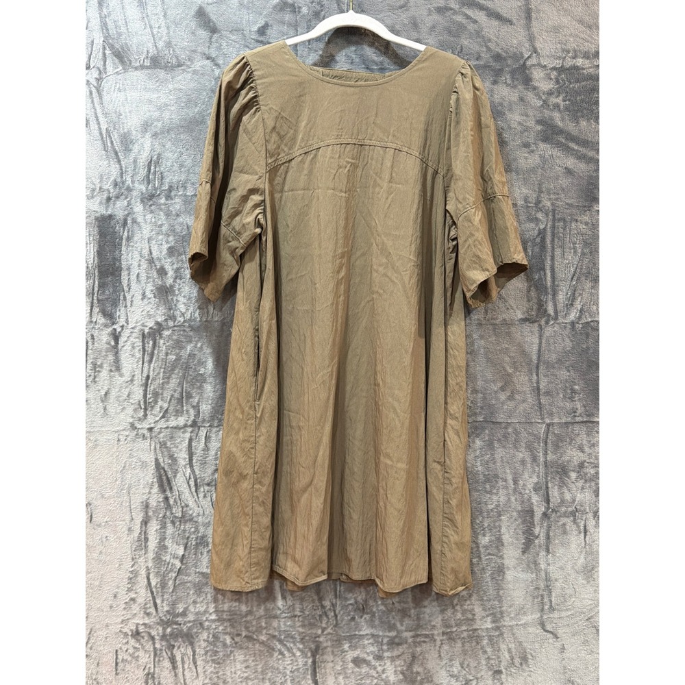 NANING9 Mini Dress Womens Brown Open Back Short Sleeve Rayon Blend OS